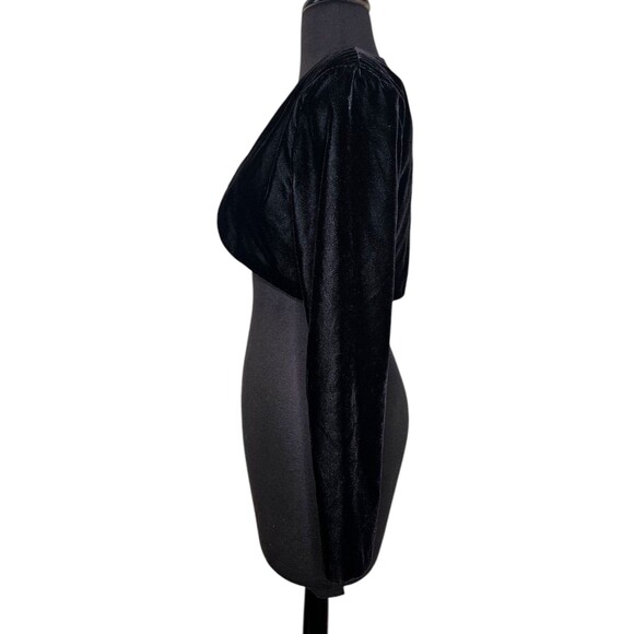 GUNNE SAX Black Velvet Jacket Small Short Crop Shrug Bolero Jessica Mclintock - Picture 3 of 6